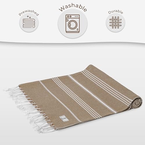 Ossano Boho Beach Towel Quick Dry & Absorbent Oversized (39" x 71") - Compact, Versatile and Functional as Camping, Picnic, Beach Blanket, Yoga, Pool, Gym Towels - Latte - color: Latte