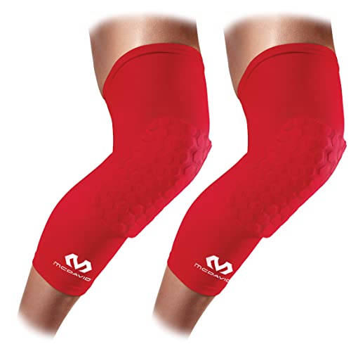 Knee Compression Sleeves: McDavid Hex Knee Pads Compression Leg Sleeve for Basketball, Volleyball, Weightlifting, and More - Pair of Sleeves - color: SCARLET, size: X-Large