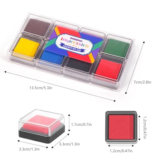 CraftyManor Mini 8 Color Pigment Ink Pads for Stamps, Fingerprint InkPads, Stamp Pad for Scrapbook Paper & Wood & Clothing & Letter & Archival - color: 8 Color