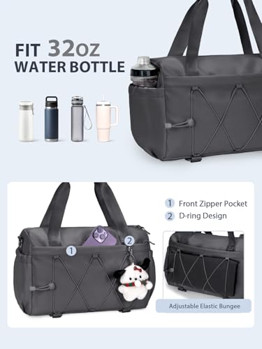 RHDZO Small Gym Bag for Women with Yoga Mat Holder and Wet Pocket Dark Gray - color: Dark Gray