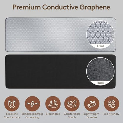 Graphene Grounding Mat for Bed, Sleep & Pain Relief, Queen Size | Conductive Graphene Material with 15ft Cord & 100K Ohm Safety Resistor, Grounding Mat for Bed, Desk, Office & Couch - size: Queen