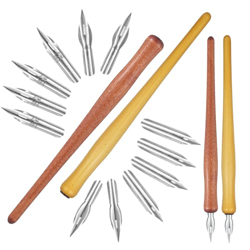 Dip Pen Set, calligraphy set,drawing pen Includes 2 Wooden Pen Holders and 12 Stainless Steel Nibs for Writing, Painting, Sketch, Signing