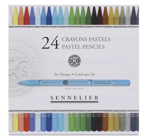 SENNELIER Pastel Pencil Set, 24 Full Size Pencils, Landscape Set, Magnetic Cardboard Box (N132340.03)