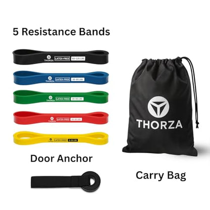 Thorza Full Body Workout Set, 7-Piece Resistance Bands, 5 Resistance Levels
