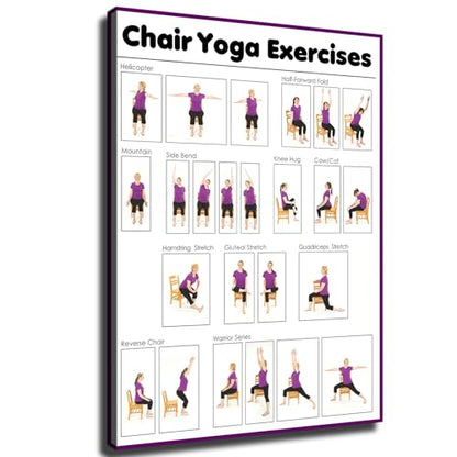 Chair Yoga Practice Poster for Seniors Yoga Room Poster Canvas Painting Posters and Prints Wall Art Pictures for Living Room Bedroom Decor (12×18inch No Framed)