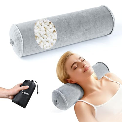 Luxtude Inflatable Neck Roll Pillow for Sleeping, Travel Neck Pillow - color: Grey-4.7" H