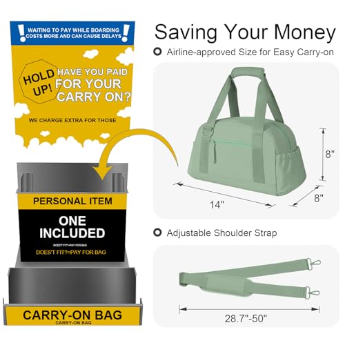 Mini Gym Bag for Women Girls Small Gym Tote Bag with Wet Compartment Waterproof Travel Duffle Bag Cute Workout Sport Bag - color: Green Tea-14in