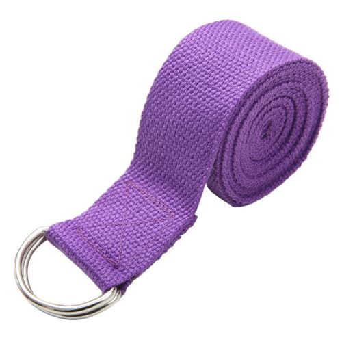 Yoga Strap Stretching Adjustable D-Ring Buckle Non-Elastic Yoga Belt for Pilates Gym Workouts Improve Flexibility - color: Purple