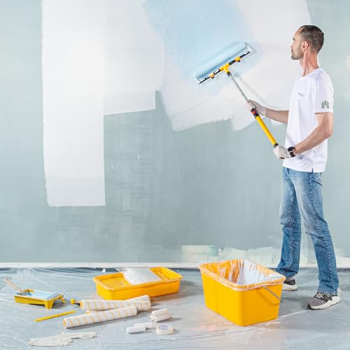 VOOMEY 28PCS 18 Inch Paint Roller Kit, Large Roller with Extension Pole | Complete Painting Set with Bucket and Tray for Fast Coverage on Walls, Ceilings and Large Interior Projects - size: 18inch 28pc
