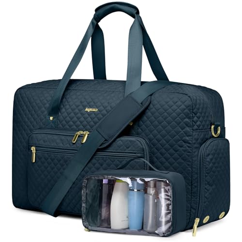 Large Travel Duffle Bag for Women: Carry On Weekender Bags for Womens with Shoe Compartment Overnight Duffel with Wet Toiletry Pocket for Weekend Gym Hospital Bag for Labor and Delivery (Peacock Blue) - color: Peacock Blue, size: Large