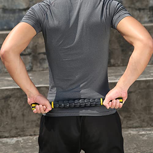 Idson Muscle Roller Stick for Athletes- Body Massage Sticks Tools-Muscle Roller Massager for Relief Muscle Soreness,Cramping and Tightness,Help Legs and Back Recovery,Black Yellow - color: Black Yellow