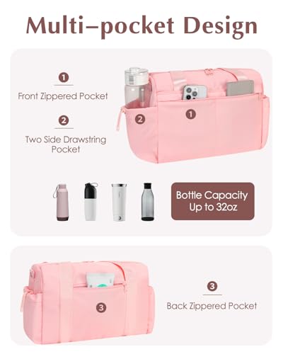 Small Gym Bag, Mini Gym Bag with Yoga Mat Holder & Wet Compartment, Pink - color: Pink