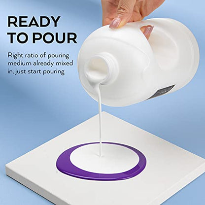 Nicpro Titanium White Color Acrylic Pour Paint, 33.8oz Pre-Mixed Pouring | Paint Supplies with Silicone Pour Oil & Gloves for Canvas, Rock, Wood Cell Creation Flow DIY Art Painting, Ready to Pour - color: 33.8oz-white