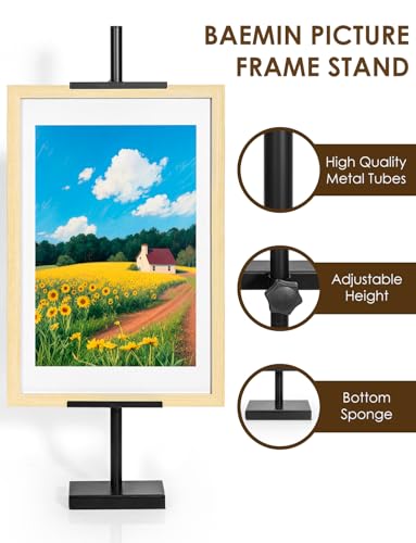 Weighted Base Tabletop Easel (Metal Easels for Display) (29" H Adjustable) Stable Frame Holder for Artwork & Photo Frames, Black