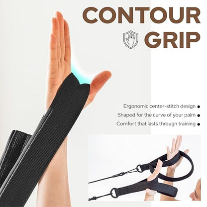 Pilates Loops Compatible with Tonal Smart Home Gym | Double Loop Pilates Straps for Reformer Machine, Soft Padding, Pilates Accessories with T Lock Attachments 2PCS - color: Black
