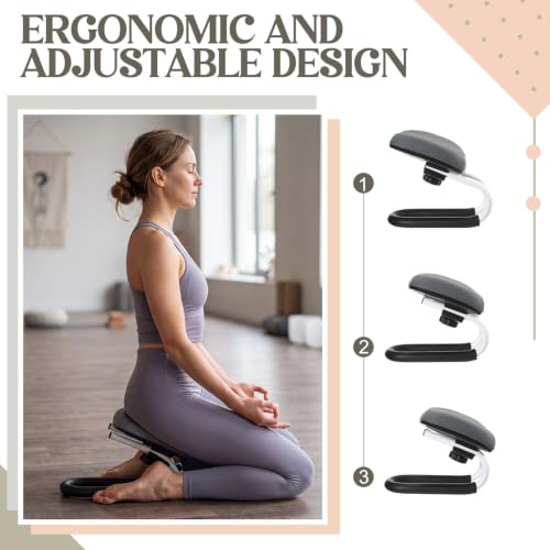 SiliFine Meditation Bench with Carrying Bag, 3 Level Adjustable Metal Meditation Stool, Non-Slip Prayer Kneeling Stool with Cushion, Ergonomic Prayer Chair for Meditations Yoga(Gray) - color: Grey