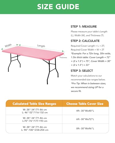 KeyWave Fitted Tablecloth Rectangle Table Cloths - 6 Pack 6 Foot Elastic Stretch Folding Table Top Cover Water-Resistant Reusable for Outdoor Picnic Camping Party Event, Dark Pink, 72" L x 30" W - color: Dark Pink, size: 6 ft - 6 Pack