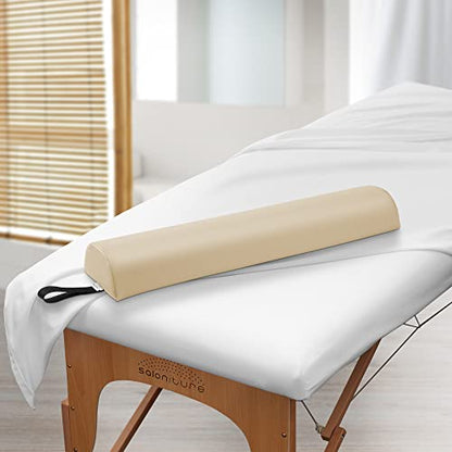 Saloniture Half Round Massage Table Bolster Pillow Pad - 26 x 6 x 3 Inch - Cream - color: Cream