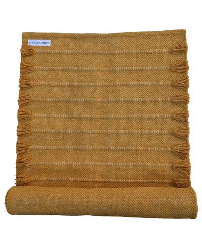Jaipur Art & Rugs Cotton Yoga Rug - Eco-Friendly Hand-Woven Thick Mat (24”x72”x5mm) for Everyday Fitness at Home - Comfortable & Extra-Long - color: Mustard