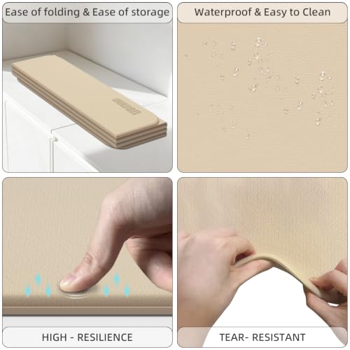 Yoga Mat Thick 10mm, Foldable Yoga Mat 75 x 26 x 0.4 Inches | Portable Workout Mat | Thick Cushioning Surface | Home Gym Exercise Mat | Pilates & Yoga Training - color: Milk coffee