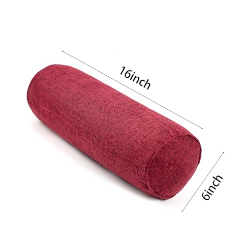 Round Neck Pillow Roll Cervical Support Pillows Neck Pain Relief Cylinder Bolster Pillows with Removable Washable Cover for Sleeping/Chair/Car/Sofa… - color: Red