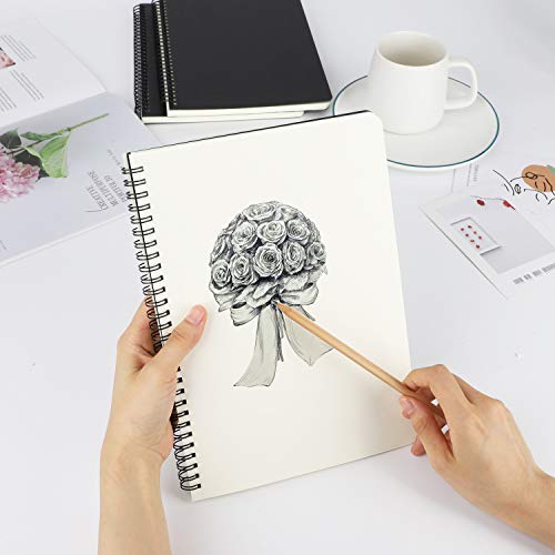 EUSOAR Blank Notebook Journal, B5 3 packs 7.3"x10.2" Black Hardcover Spiral Plain Travel Writing Notebooks, Notepad Sketchbook, Students College Office Business Subject Diary Spiral Book Journal - color: Black, size: B5-3 Packs