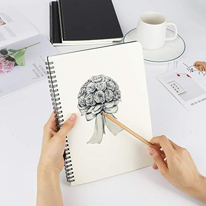 EUSOAR Blank Notebook Journal, B5 3 packs 7.3"x10.2" Black Hardcover Spiral Plain Travel Writing Notebooks, Notepad Sketchbook, Students College Office Business Subject Diary Spiral Book Journal - color: Black, size: B5-3 Packs