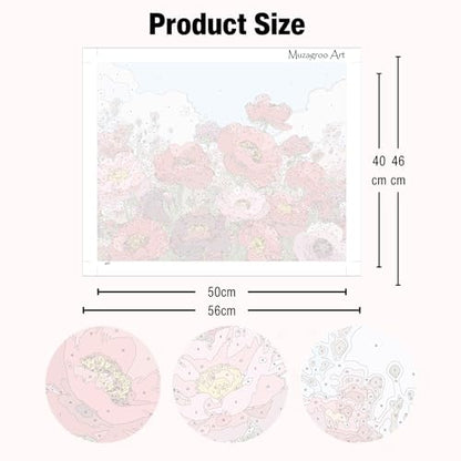Muzagroo Paint by Numbers Oil Painting Kits for Adults DIY Poppy Flowers Oil Painting for Beginners Hand Crafts Kits with Brushes and Acrylic Paints 16x20 inches (Poppy) - color: Poppy