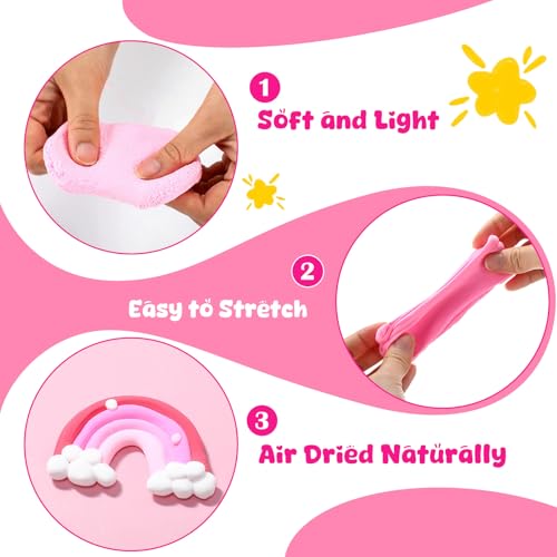 VioraWhite 72 Pcs 38oz Air Dry Clay Bulk Modeling Clay,Pink | Ultra Lightweight Foam Modeling Clay for Kids Adults, DIY Gifts Party Arts Crafts, School Project Supplies - color: Pink