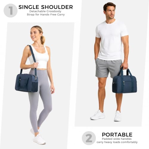 Searock 14-Inch Small Gym Bag for Men & Women, Mini Duffle Bag for Travel | Lightweight Carry On Duffel Bag for Travel, Sports, Fitness & Workout, Navy Blue - color: Navy Blue