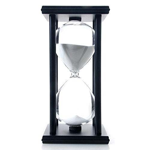 60 Minutes Hourglass, Wood Sand Timer, White | 4 x 4 x 8 inch Sand Clock - color: White, size: 60 min