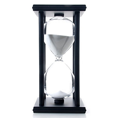 60 Minutes Hourglass, Wood Sand Timer, White | 4 x 4 x 8 inch Sand Clock - color: White, size: 60 min