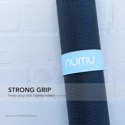 Numu Yoga Mat Strap Slap Band - Easy Snap On to Keep Exercise Mat Tightly Rolled and Secured for Yoga Mat Storage and Travel - color: Blue