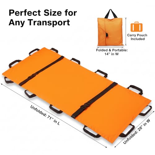 Emergency Patient & Large Dog Rescue Stretcher Gurney, 400 lbs - color: Orange, size: One-Pack