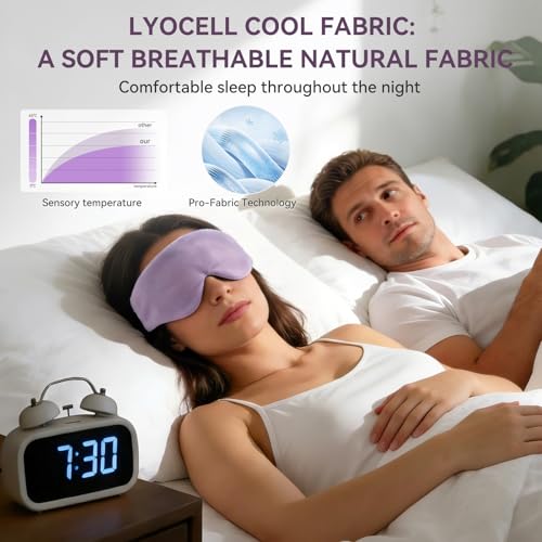 Lyocell Weighted Sleep Eye Mask for Women Men, 5.3oz & 7oz, Cooling, Removable Washable Weighted Bag, Light Blocking Eye Cover, Soft Eye Shade for Travel Essentials, Office Naps, Gift,Purple - color: Purple