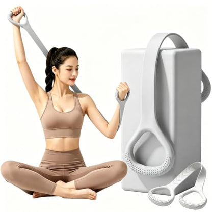 Cur8trend Figure 8 Resistance Bands with Handles for Arms Back Shoulders, 20LB Silicone Exercise Bands for Full Body Workout Yoga Stretching Posture Correction Women Men (Gray)