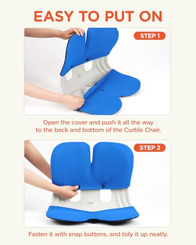 curble Grand Cover, Detachable Cover for Adult Chair, Ergonomic Chair Back Support and Lumbar Support (Blue) - color: Cover Blue