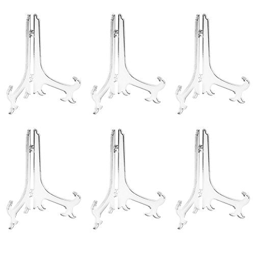Artliving 8 Inch Clear Plastic Easels or Stand/Plate Holders to Display Pictures or Other Items at Weddings, Home Decoration, Birthdays, Tables (6 Pack) - color: White, size: 8 inch (6 pack)