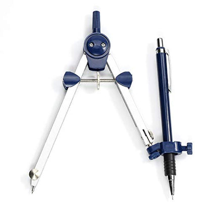 UNJOO 9Pc Geometry Set Metal Compass, Geometry Precision Tool (Blue) | Circle Drawing Tool and Architecture, Drafting Kits for Engineer with Shatterproof Storage Box