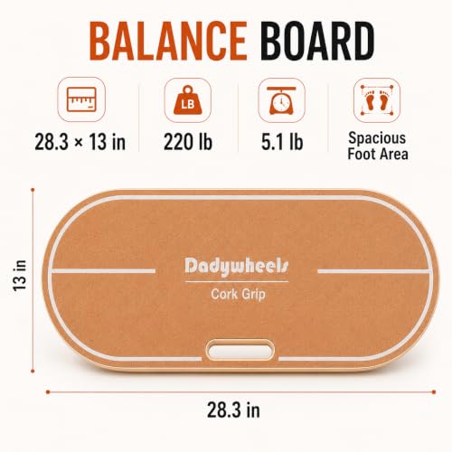 Standing Desk Balance Board - Lightweight & Portable 28"x13" Wobble Board for Active Standing, Improving Balance & Core Strength at Office or Home