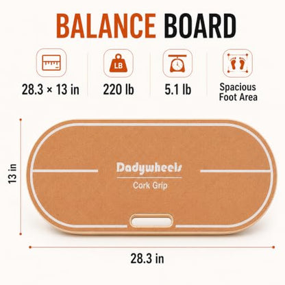 Standing Desk Balance Board - Lightweight & Portable 28"x13" Wobble Board for Active Standing, Improving Balance & Core Strength at Office or Home