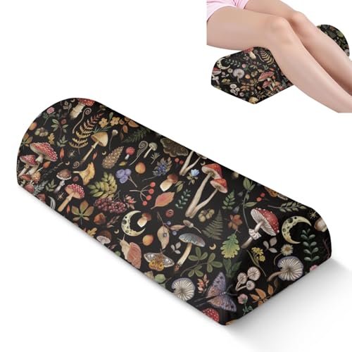 Knee Pillow for Back Sleeping – Half Moon Bolster Pillow for Legs,Under Knee While Sleeping Support, Leg & Back Pain Relief (21.5x9x5 Inches),Machine Washable Cover - color: Black Red