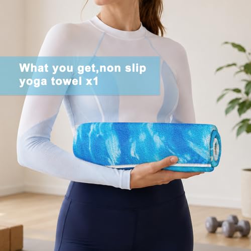 Yoga Mat Towel, Hot Yoga Towel High-Definition Pattern, Machine Washable with Ultra-Absorbent Yoga Towels for Hot Yoga Non Slip for Fitness, Exercise, Pilates, 72 x 27 in,Blue & White - color: Blue & White