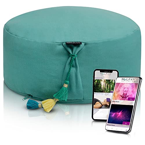 NOLAVA Round Zafu Cushions 15"x6" & Zabuton Meditation Cushions 32"x28"x3" - Premium Comfort for Mindful Practices - Yoga Bolster Pillow & Meditation Floor Pillow Essentials - color: GREEN