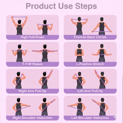 Cur8trend Figure 8 Resistance Bands with Handles for Arms Back Shoulders, 20LB Silicone Exercise Bands for Full Body Workout Yoga Stretching Posture Correction Women Men (Gray)