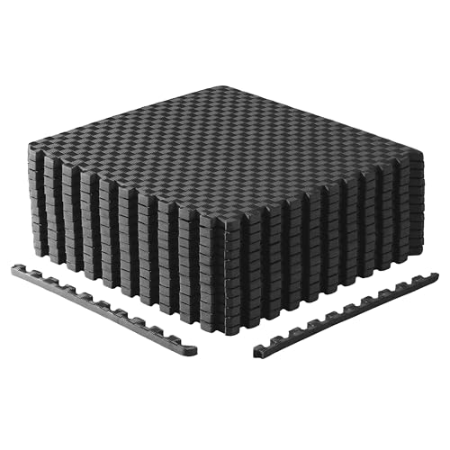 CAP Puzzle Exercise Mats | 3/4” Thick EVA Interlocking Foam Tiles for Home Gym Flooring | Multiple Options - color: Tatami - Black, style: 12 Tiles (48 SQ FT)