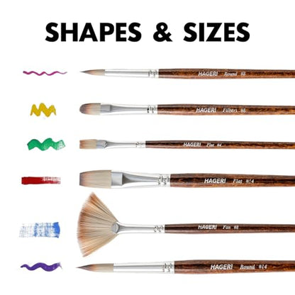 Paint Brushes, 25 Pieces Expert Synthetic Nylon Bristles Paint Brush Set with Suede Leather Roll with Palette Knife