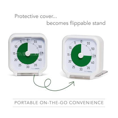 Time Timer 3 Inch Visual Timer – 60-Minute Quiet Portable Countdown Timer for Kids, Teachers, Students & Adults – Helps with Focus, Transitions, ADHD, Autism & Time Blindness – (Green & White) - color: White & Green