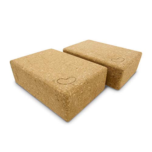 Bean Products Yoga Blocks, Standard & Large Sizes - Studio Grade, Non-Slip, Made from Eco Friendly Materials - 100% Natural Cork or Foam - Improves Stability & Alignment - Single Block or 2 Pack Sets - size: Standard (3" x 6" x 9")