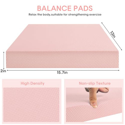 Exercise Balance Pad，Balance Foam Mat for Physical Therapy Equipment & Strength Stability Training, Slip Resistant Foam Mat for Yoga, Pilates, Meditation，Gardening knee pads - color: Pink